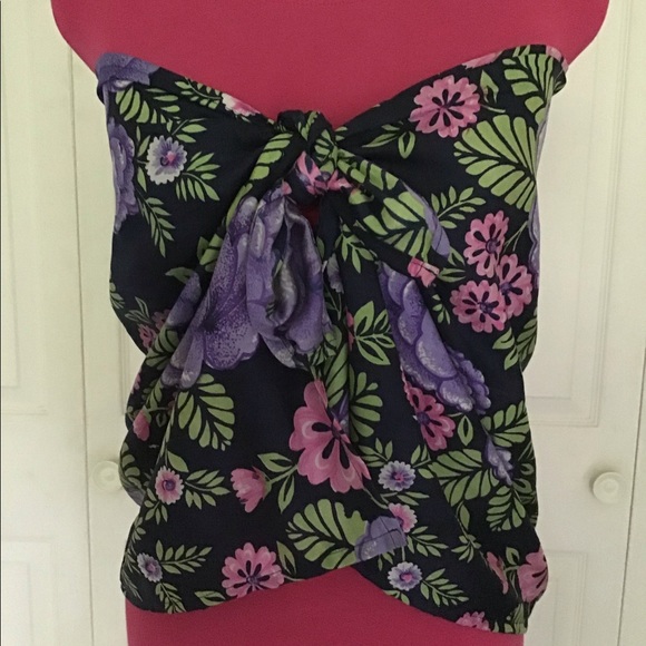 NWOT Pure Silk Mini Sarong with Bonus Scrunchie - Picture 2 of 7